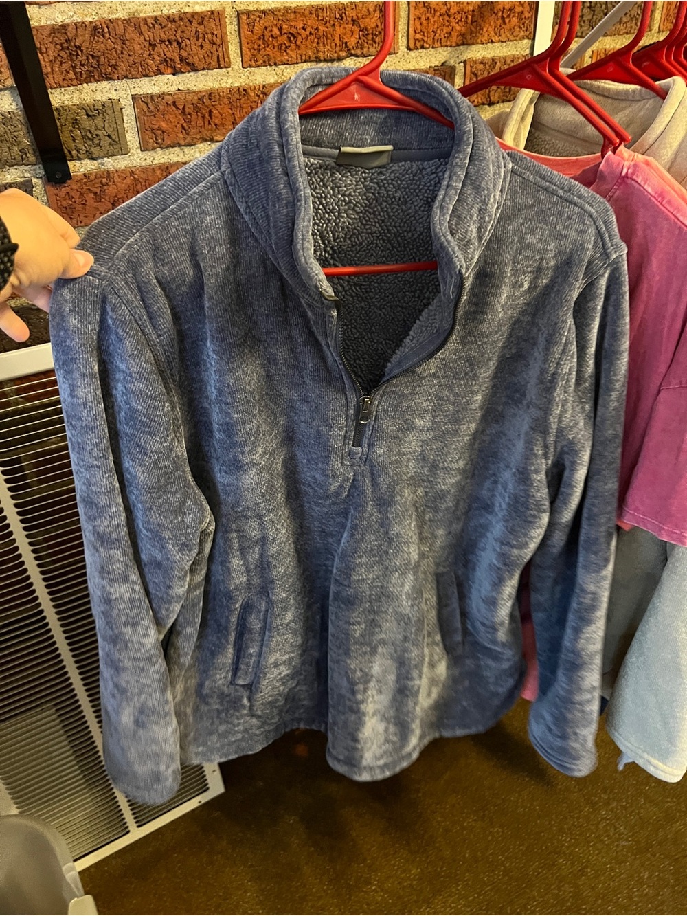 Cozy Plush Quarter-Zip Crewneck Sweater - Blue